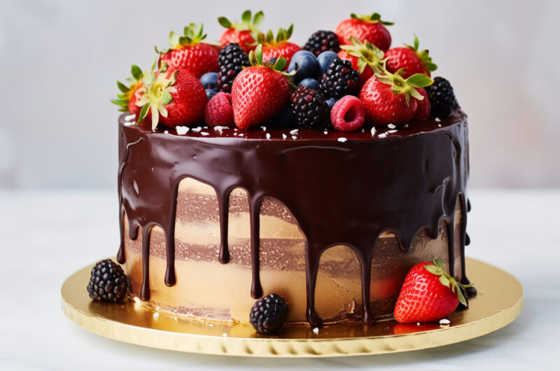 Chocolate Cake with berry topings